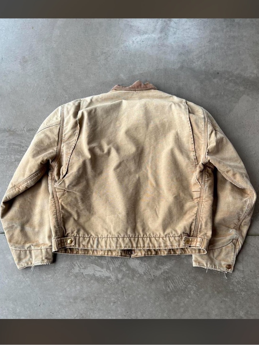 Carhartt Tan Canvas Work Jacket with Brown Corduroy Collar - Picture 7 of 8